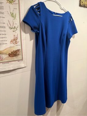 AGB Blue Women's Cutout Shoulder Dress